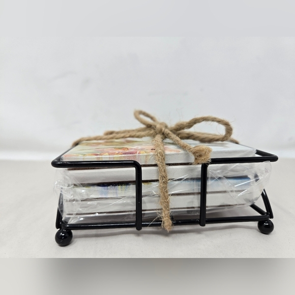 Coaster Set Be Happy Primitives By Kathy Flowers Scenery Absorbent, Water Colors - Picture 4 of 10